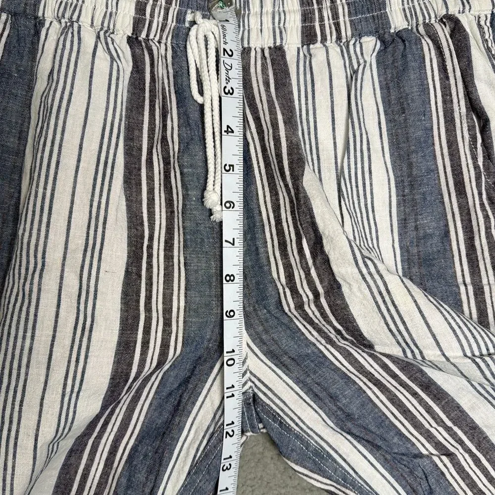 BeachLunchLounge Wide Leg Capri Pants Striped Linen Blend Coastal Boho Size S